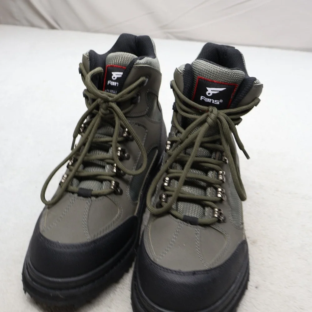 8Fans Mens 10 Hiking Boots Black All Terrain Utility Lug Sole Lace FSW-20231205